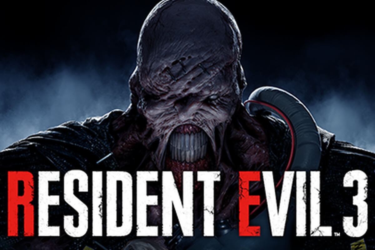 Poster video game Resident Evil 3, menampilkan musuh utamanya.